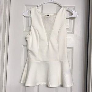 NWT Bebe white peplum top size small